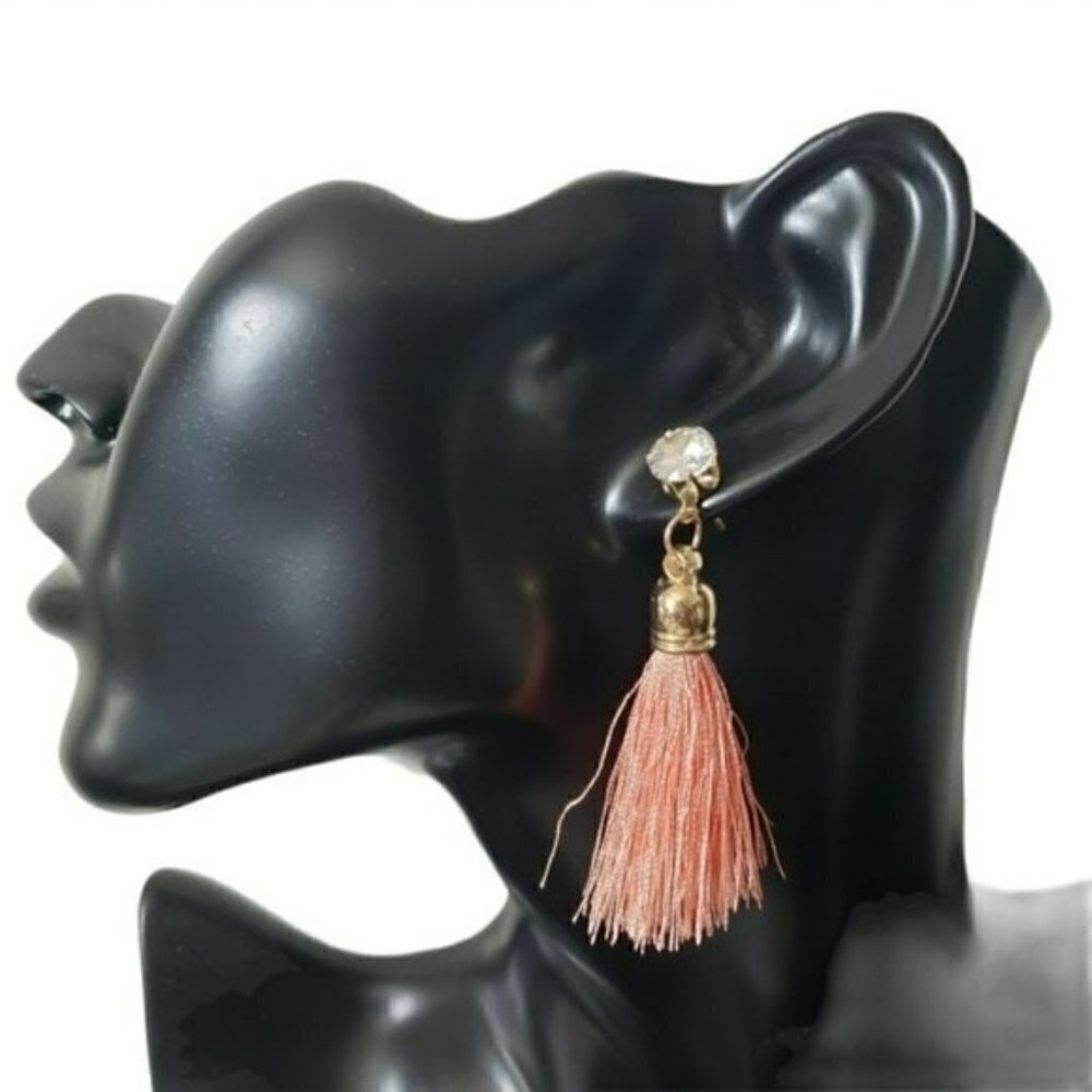 Fashion Jewelry Faux Diamond Tassel Earrings Sz OS